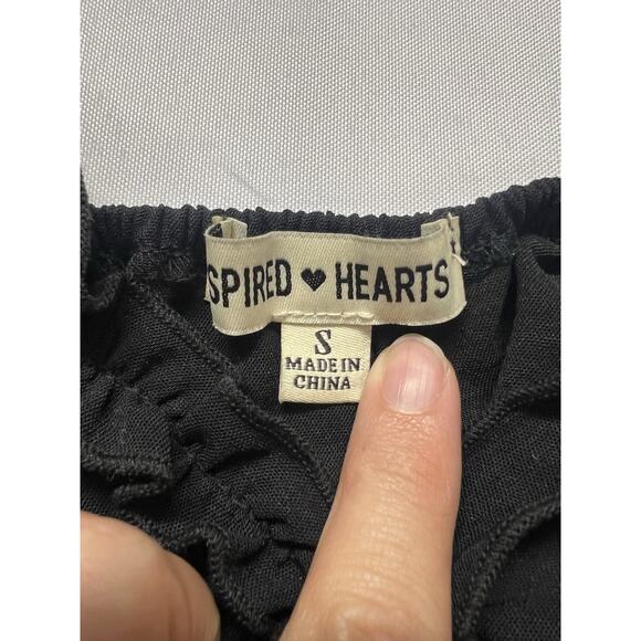 Black Ruffle Inspired Hearts Mini Dress Size Small Babydoll Whimsigoth Fairy - Picture 8 of 12